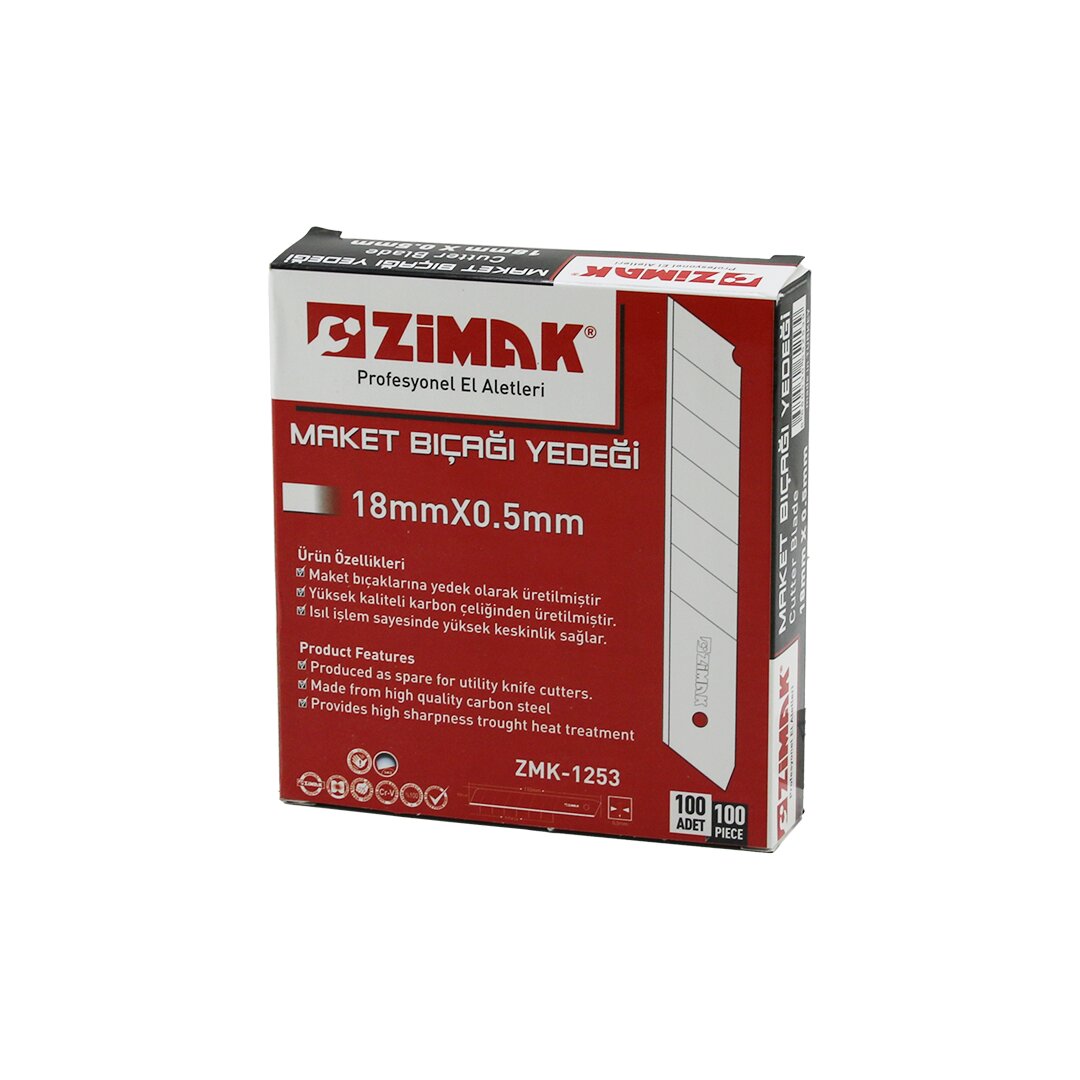 ZİMAK ZMK-1253  ( BÜYÜK ) ( 10 PCS ) ( YEDEK ) FALÇATA MAKET BIÇAK AĞZI ( 18MMX0.5MM )*10X40
