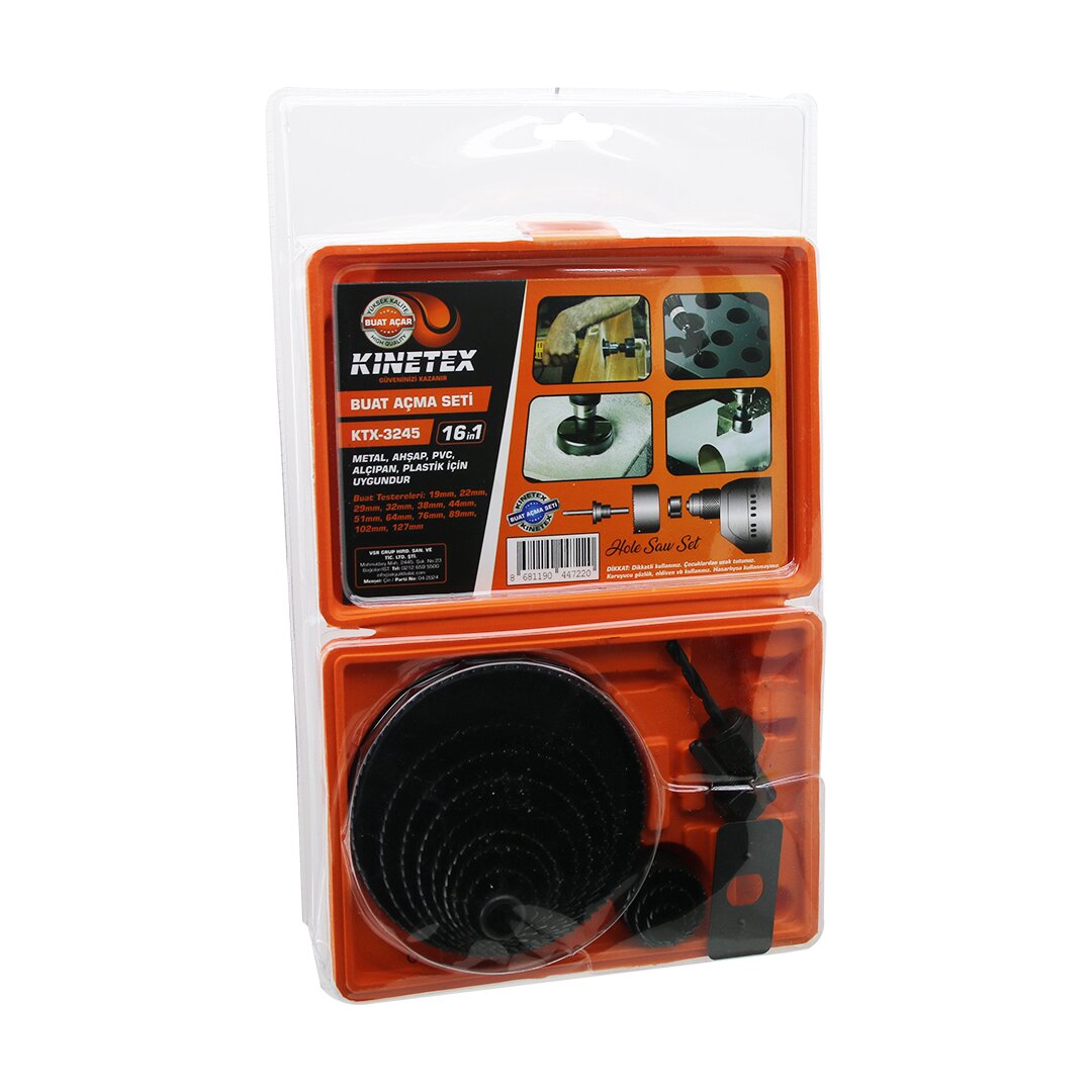 KINETEX KTX-3245 (16İN1) BUAT AÇMA PANÇ SETİ (METAL & AHŞAP & PVC & ALÇIPAN & PLS.) (19-22-29-32-38-44-51-64-76-89-102-127MM)*34 KINETEX KTX-3245 (16İN1) BUAT AÇMA PANÇ SETİ (METAL & AHŞAP & PVC & ALÇIPAN & PLS.) (19-22-29-32-38-44-51-64-76-89-102-127MM)*34