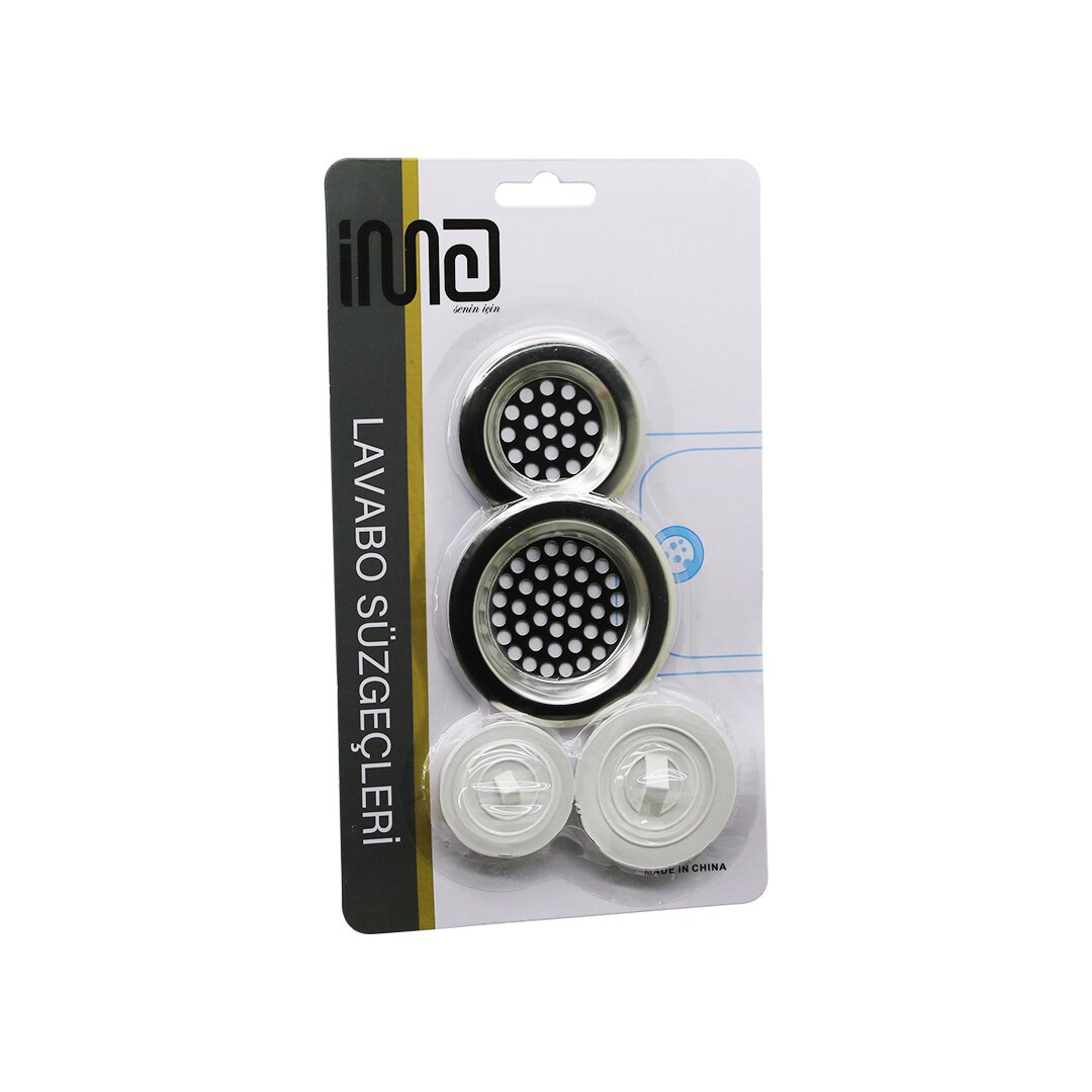 İM@-6391 ( 4PCS ) LAVABO SÜZGEÇ & TIPA SETİ ( 2AD - METAL SÜZGEÇ & 2AD - PLASTİK TIPA )*10X30