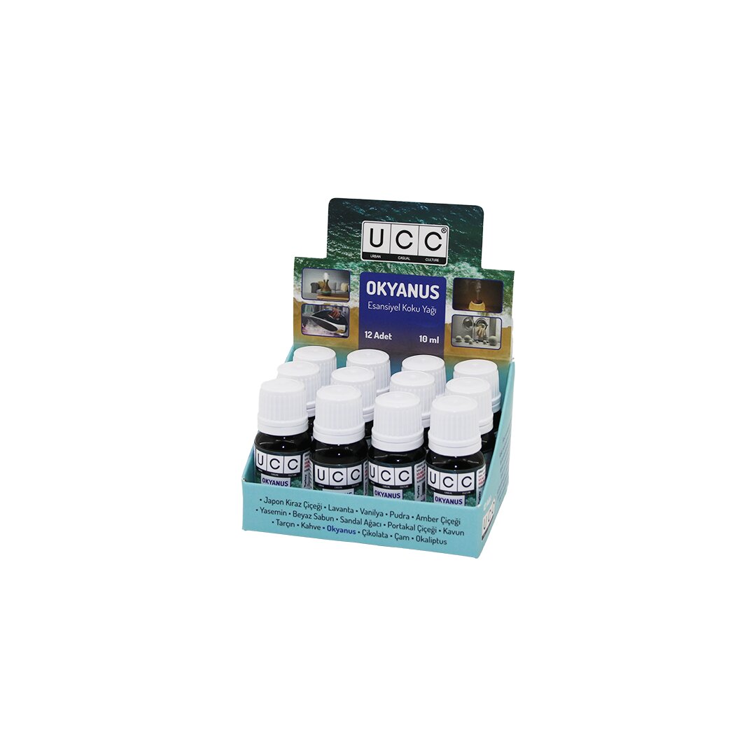 UCC ESANSİYEL KOKU YAĞI ( OKYANUS ) ( BUHARDANLIK & ÇAMAŞIR MAKİNE & ÜTÜ VB. KULLANIM ) ( 10ML )*12X42 UCC ESANSİYEL KOKU YAĞI ( OKYANUS ) ( BUHARDANLIK & ÇAMAŞIR MAKİNE & ÜTÜ VB. KULLANIM ) ( 10ML )*12X42