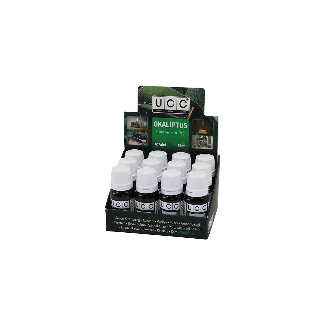 UCC ESANSİYEL KOKU YAĞI ( OKALİPTUS ) ( BUHARDANLIK & ÇAMAŞIR MAKİNE & ÜTÜ VB. KULLANIM ) ( 10ML )*12X42 UCC ESANSİYEL KOKU YAĞI ( OKALİPTUS ) ( BUHARDANLIK & ÇAMAŞIR MAKİNE & ÜTÜ VB. KULLANIM ) ( 10ML )*12X42