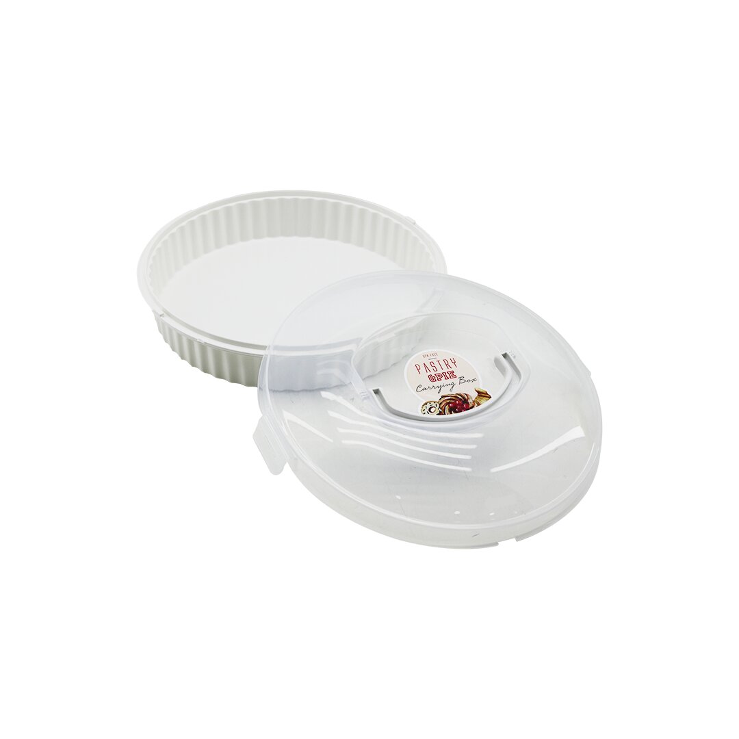 QLUX L-00653-3 ( YUVARLAK ) PASTA & BÖREK KABI FANUS (ŞEFFAF PLASTİK KİLİTLİ KAPAK) (TAŞIMA KULPLU) ( BEYAZ RENK )*6=K