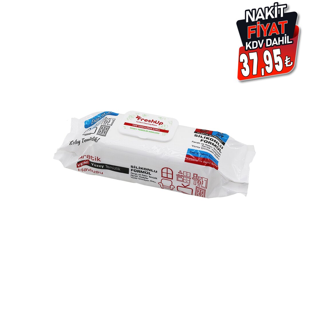 FRESHUP ( 100PCS ) ( GENEL YÜZEY TEMİZLİK HAVLUSU & BEYAZ SABUN KOKULU ) ISLAK MENDİL*12=K