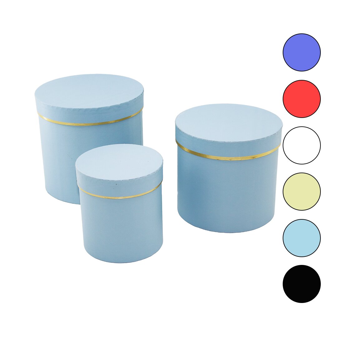 İBİCO İ12-084 ( 3PCS ) ( YUVARLAK ) ( MAT RENKLİ & DÜZ RENK ) KARTON HEDİYE KUTUSU ( 18-16-12CM )*36