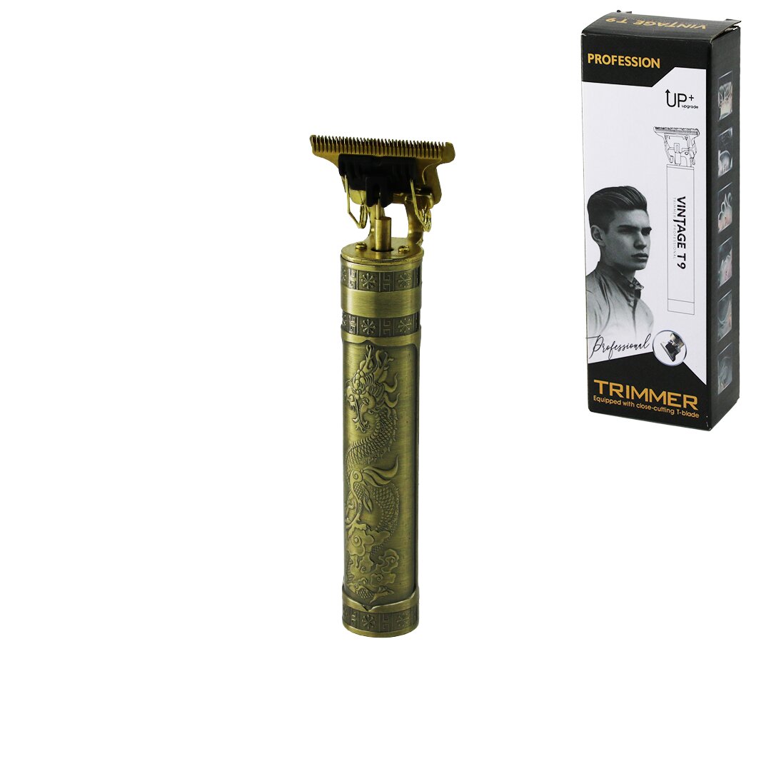 VINTAGE T9 ( T BIÇAK ) ( BASKILI PLASTİK GÖVDE ) ( ENSE ÇİZİM & SAÇ SAKAL KESME ) TRAŞ MAKİNESİ ( USB ŞARJLI )*100