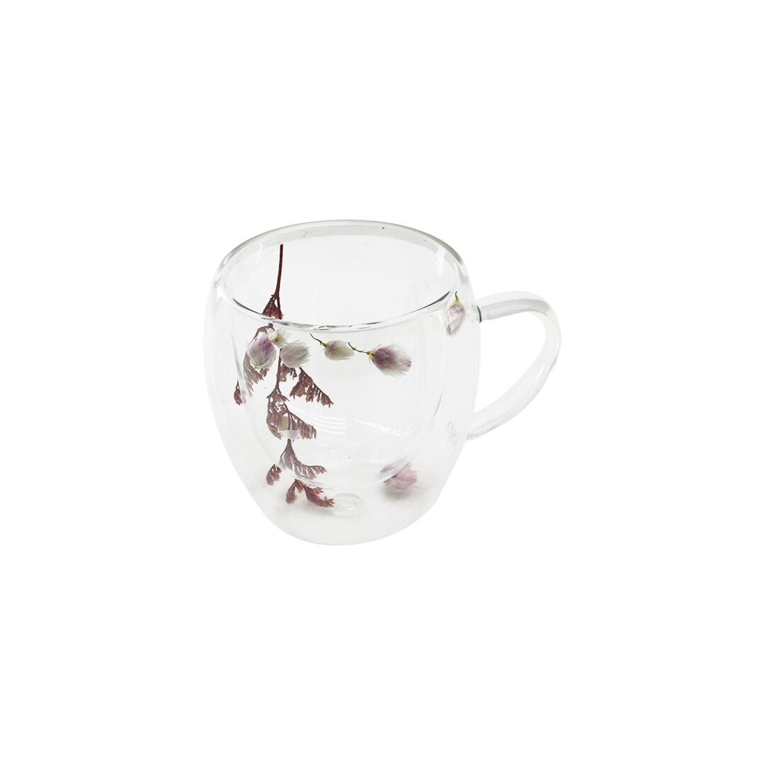 SDR-B1 ( 250ML & KULPLU ) ( ÇİFT CİDARLI & ÇİÇEKLİ ) CAM BARDAK*100=K                     qwe07