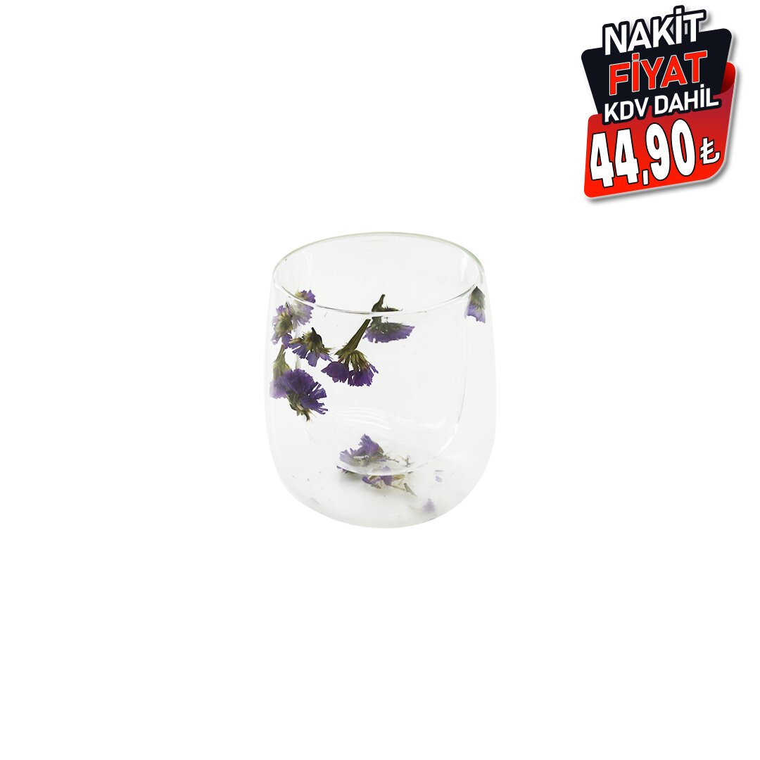 SDR-B5 ( 250ML & KULPSUZ ) ( ÇİFT CİDARLI & ÇİÇEKLİ ) CAM BARDAK*100=K                     qwe07