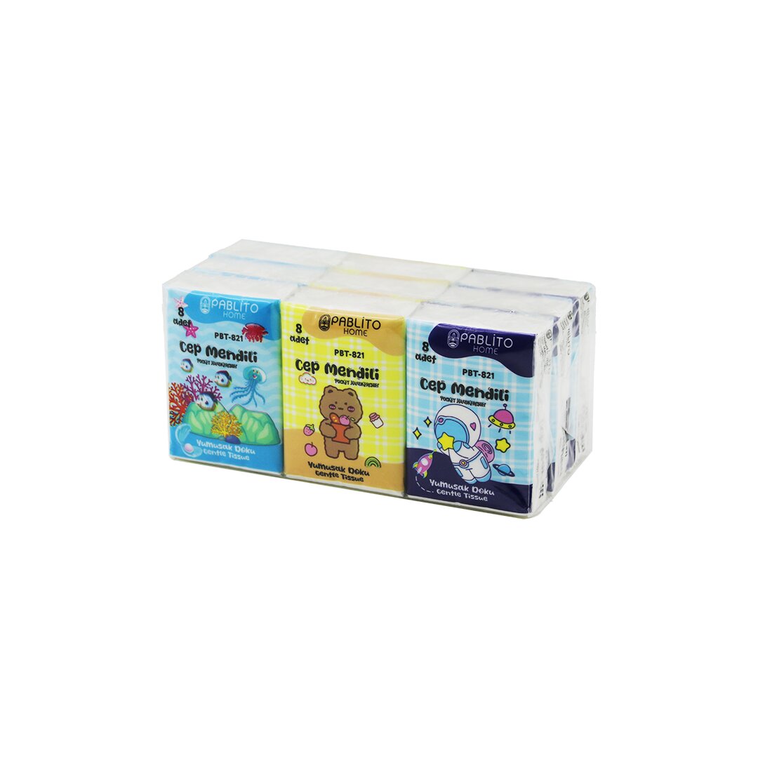 PABLITO HOME PBT-821 ( 8PCS ) ( MİNİ ) CEP ( KAĞIT ) MENDİL ( 9LU PAKET )*60=K PABLITO HOME PBT-821 ( 8PCS ) ( MİNİ ) CEP ( KAĞIT ) MENDİL ( 9LU PAKET )*60=K