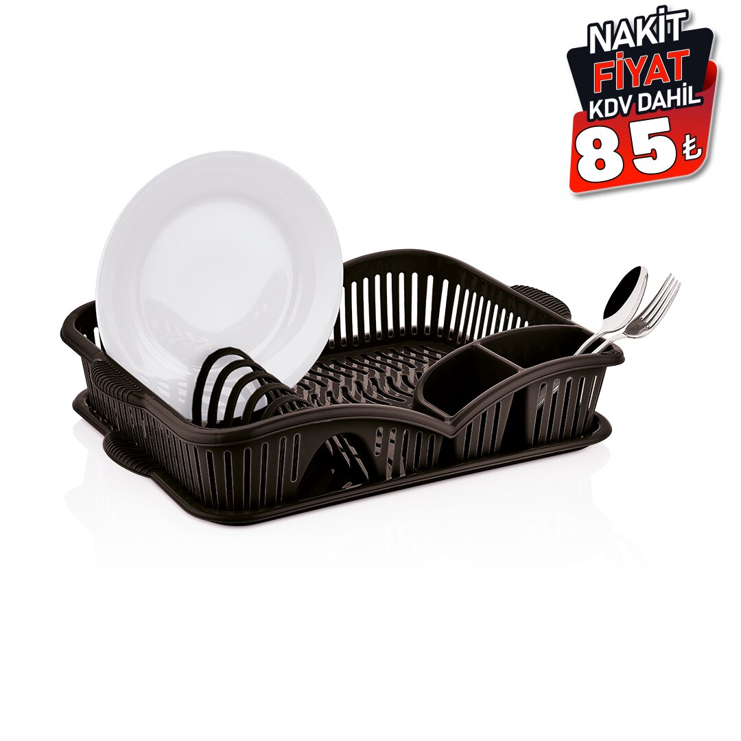 QLUX L-00987 ELEGANCE ( TEK KATLI ) BULAŞIKLIK ( SİYAH PLASTİK ) (TABAKLIK & KAŞIKLIK & BARDAKLIK )*10=K