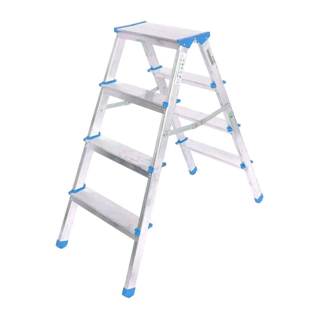 111 YÜZONBİR ( 4+4 ) ( ÇİFT BASAMAKLI ) ALÜMİNYUM METAL MERDİVEN ( YÜKSEKLİK = 92CM BAŞ GENİŞLİK = 8CM )*1