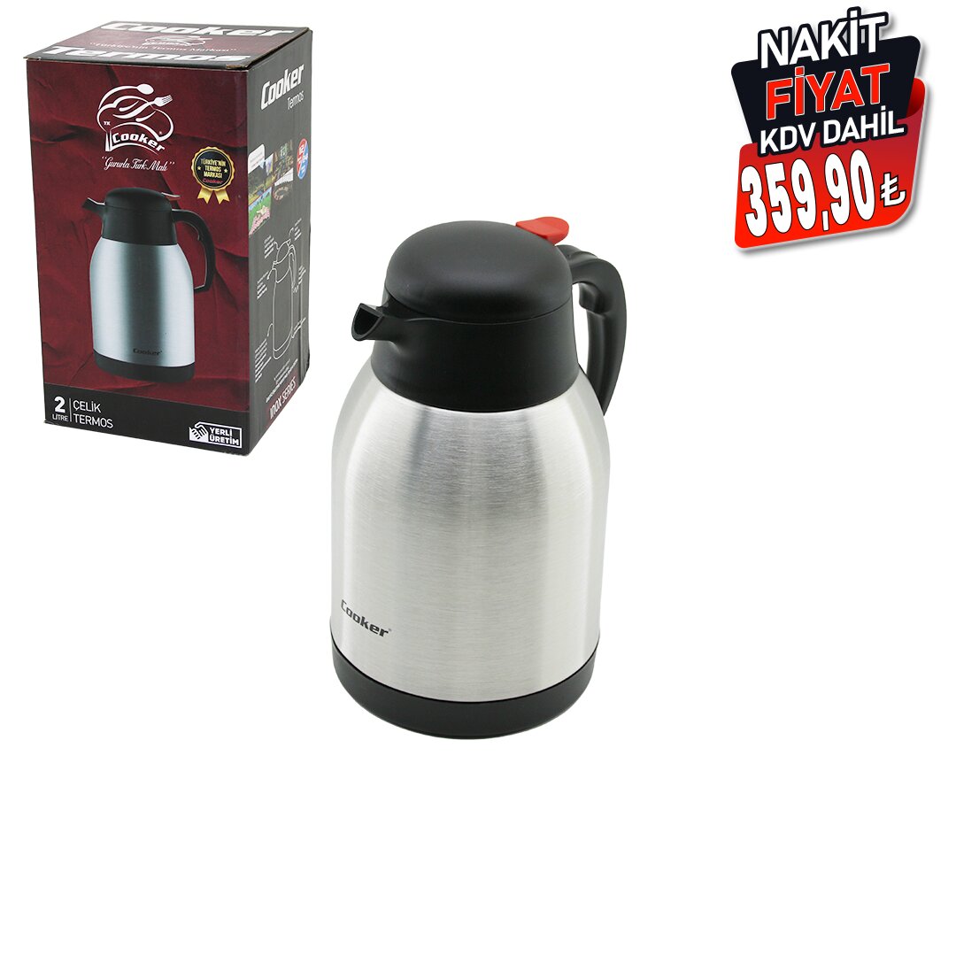 COOKER CKR-2005 ( 2LT ) (304 ÇELİK) TERMOS (INOX SERİSİ) (12 SAAT SICAK & 24 SAAT SOĞUK) (ÇİFT CONTALI KAPAK)*12