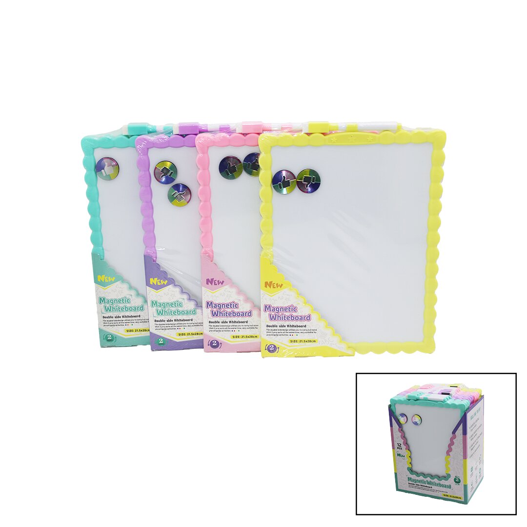 İBİCO İ14-008 MAGNETİC WHİTEBOARD ( 21.5X28CM ) ( KÜÇÜK ) MANYETİK YAZI TAHTASI ( ÇİFT TARAFLI ) ( RENKLİ PLASTİK ÇERÇEVE)*12X10