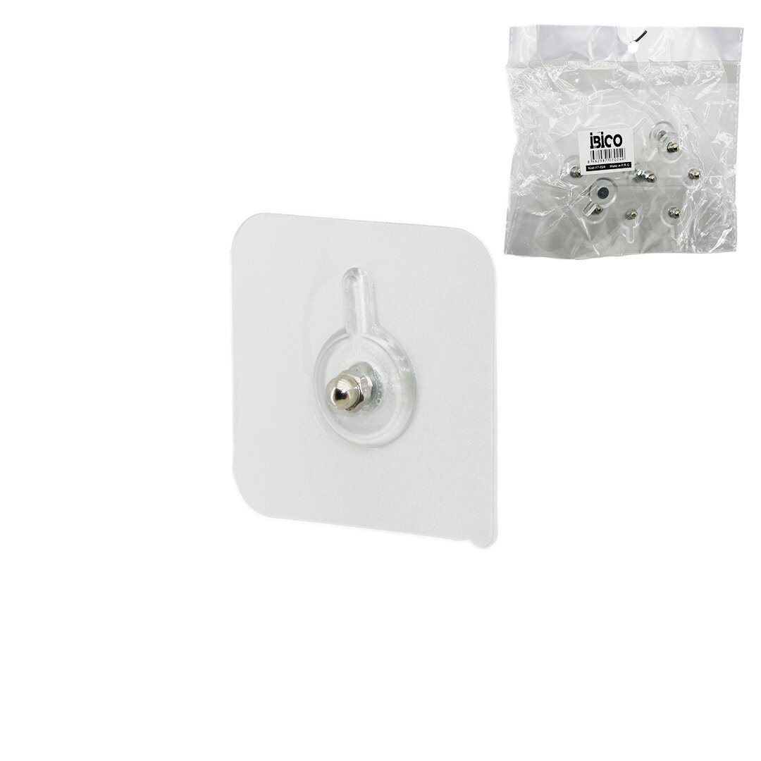 İBİCO İ17-024 ( 10PCS ) ASKI ( TEK DÜĞME=MİKA KRİSTAL PLASTİK ) ASKI ( ŞEFFAF PVC YAPIŞKANLI MONTAJ )*25X12