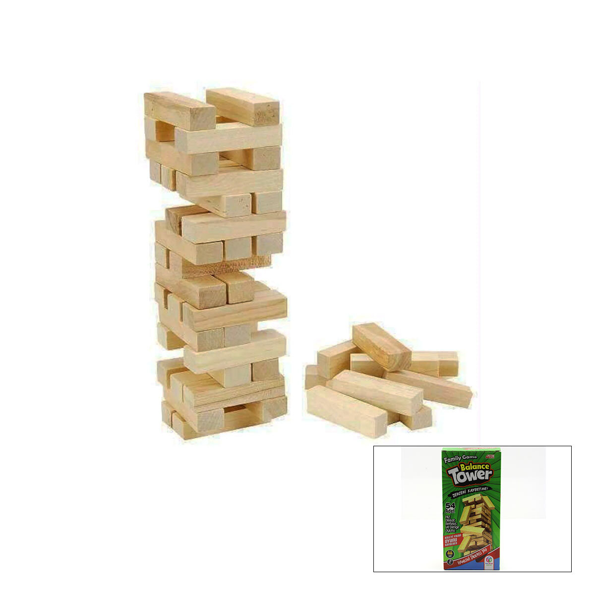 TOWER BALANCE HED-023 ( 54PCS ) (DOĞAL AHŞAP) DENGE OYUNU (JENGA & GRADİTİ) (HIZ & DİKKAT & REFLEKS OYUNU) (+3 YAŞ) (ZEKA GELİŞİMİNİ DESTEKLER)*25