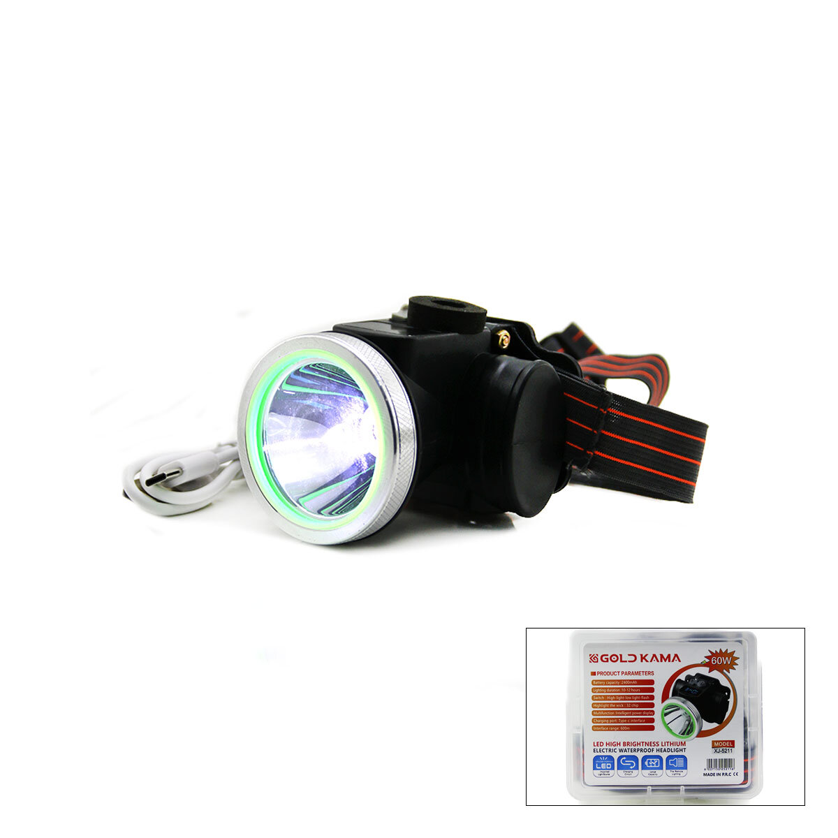 GOLD KAMA XJ-5211 ( ŞARJLI ) ( 60W ) KAFA LAMBASI FENER ( USB & TYPE-C ) ( DİJİTAL ) (3-KADEME IŞIK AYARI & FLAŞÖR ) 2400mAH*100 GOLD KAMA XJ-5211 ( ŞARJLI ) ( 60W ) KAFA LAMBASI FENER ( USB & TYPE-C ) ( DİJİTAL ) (3-KADEME IŞIK AYARI & FLAŞÖR ) 2400mAH*100