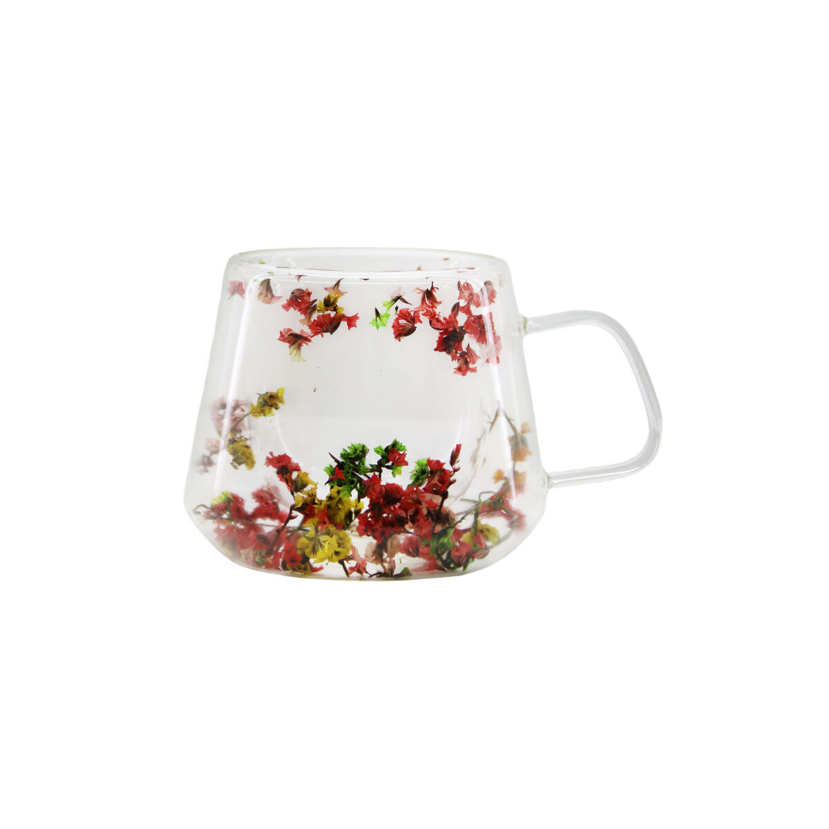 SDR-B4 ( 250ML & KULPLU ) ( ÇİFT CİDARLI & ÇİÇEKLİ ) CAM BARDAK*100=K