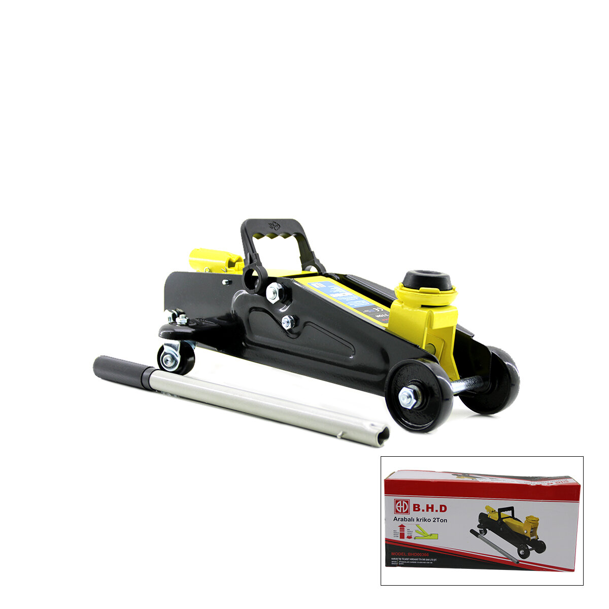 B.H.D-00366 ( 2 TON & ARABALI - TEKERLİ - TİMSAH ) KRİKO (MİN.YÜKSEKLİK: 125MM & MAX.YÜKSEKLİK: 300MM)*4