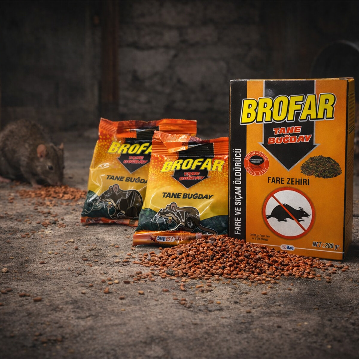 BROFAR ( TANE BUĞDAY ) FARE & SIÇAN ZEHİRİ & YEM 200GR*100 BROFAR ( TANE BUĞDAY ) FARE & SIÇAN ZEHİRİ & YEM 200GR*100