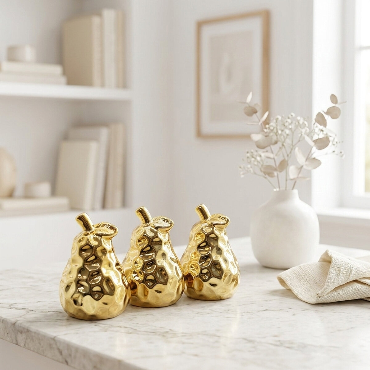 İBİCO İ12-149 ( ARMUT & ORTA ) ( GOLD & SERAMİK ) BİBLO & DEKORATİF SÜS EŞYASI*12X16