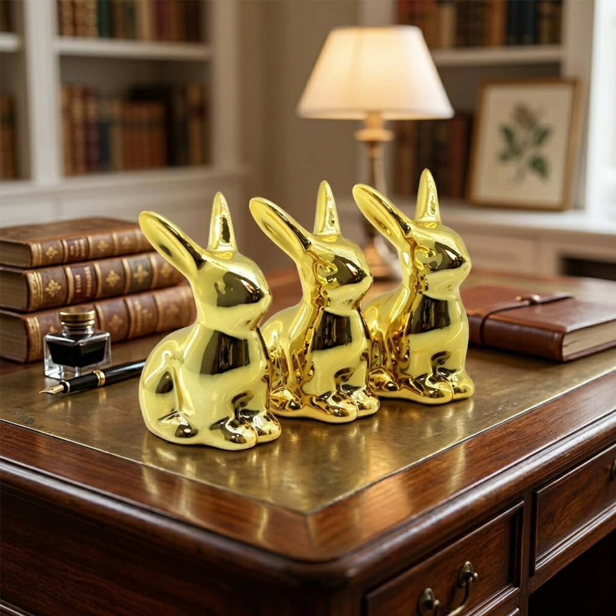 İBİCO İ12-191 ( TAVŞAN & ORTA ) ( GOLD & SERAMİK ) BİBLO & DEKORATİF SÜS EŞYASI*12X12