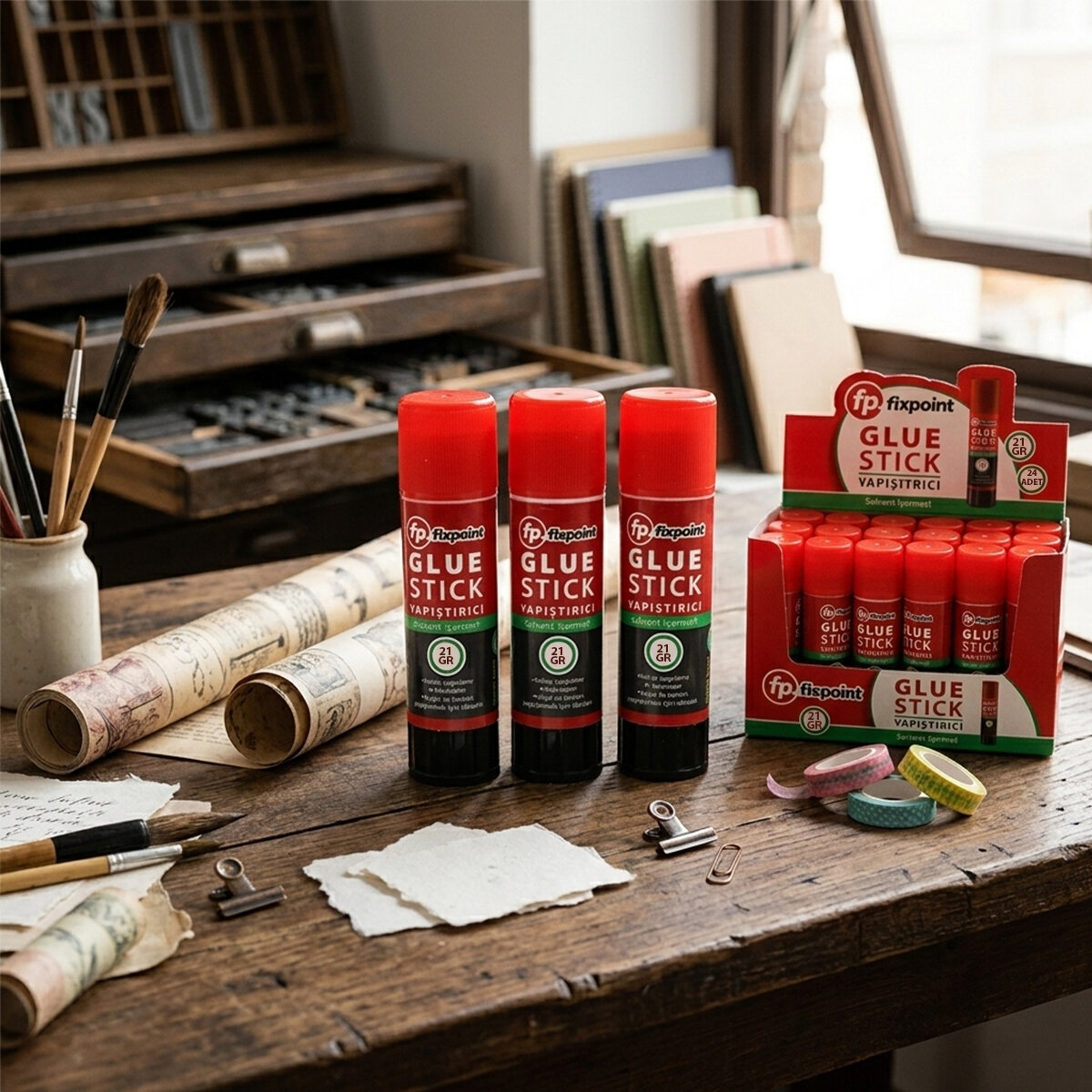 FİXPOİNT P-0650 ( 21GR ) STİCK YAPIŞTIRICI ( TOKSİT İÇERMEZ ) ( GÜVENLİ & TEMİZ & YIKANABİLİR )*24X24