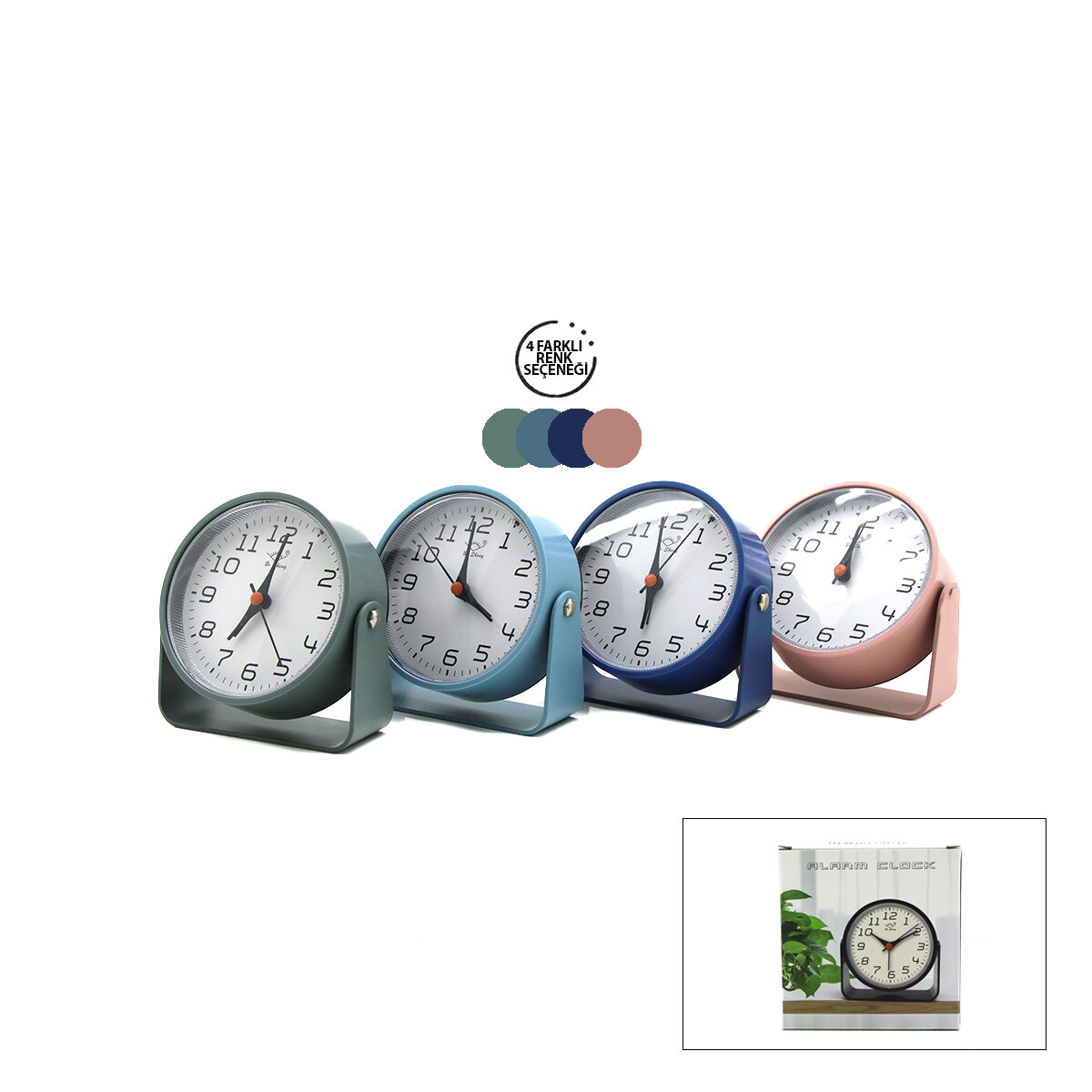 ALARM CLOCK BGC-8 GH-215 YUVARLAK MASA ÇALAR SAAT ( PALASTİK KASA & RENKLİ & STANDLI ) ( PİLLİ & IŞIKLI ) ( ÇAP: 9.5CM )*80