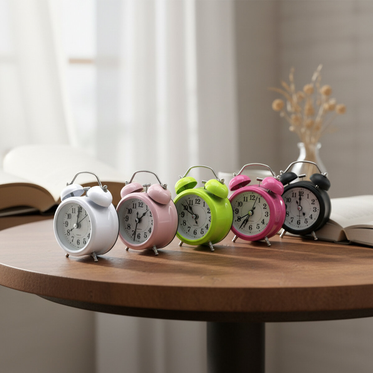 TWIN BELL BGC-9 YUVARLAK MASA ÇALAR SAAT ( METAL KASA RENKLİ ) ( PİLLİ & IŞIKLI ) ( ÇAP: 8CM )*100