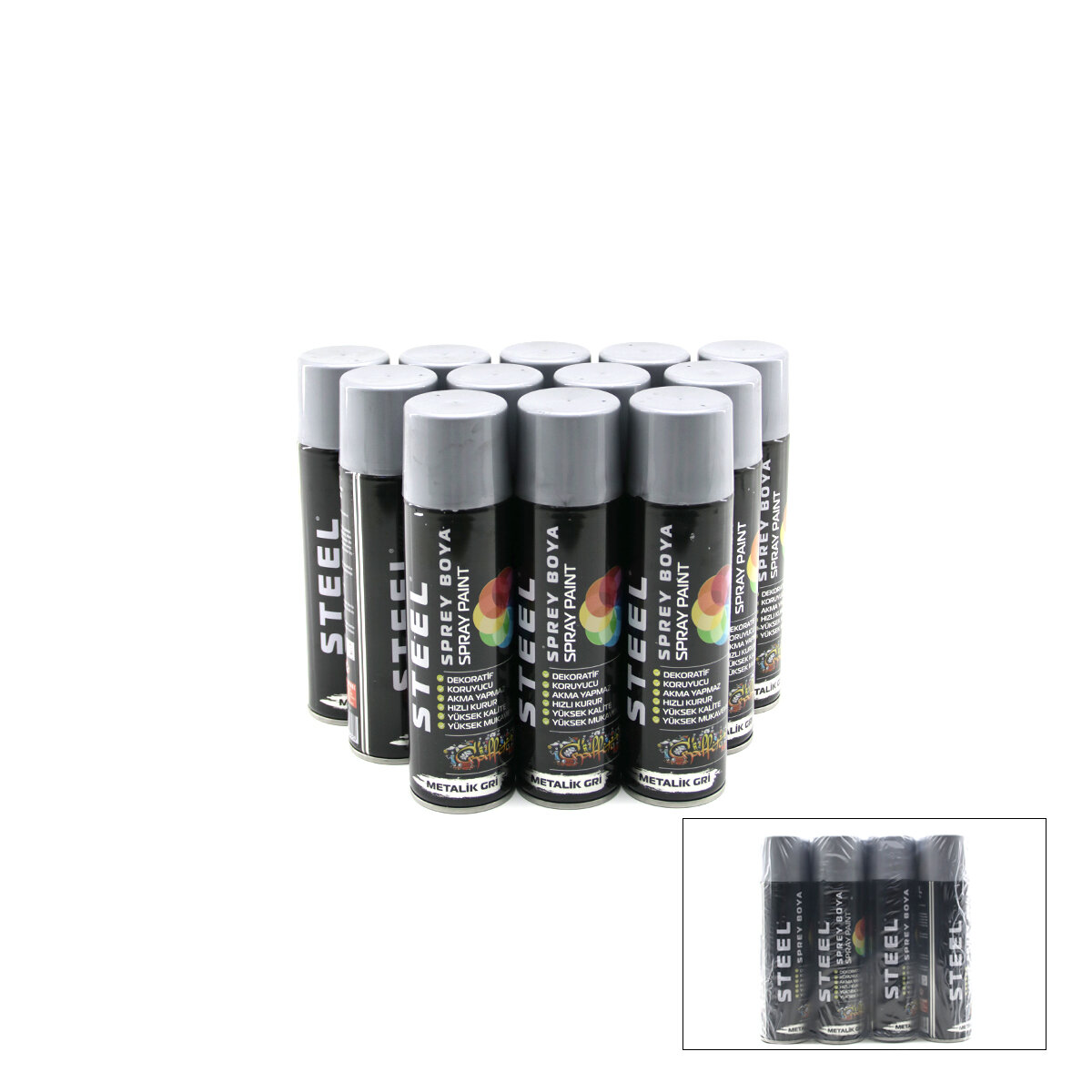 STEEL CK-4879 ( SİYAH ) SPREY BOYA 200ML*12X8