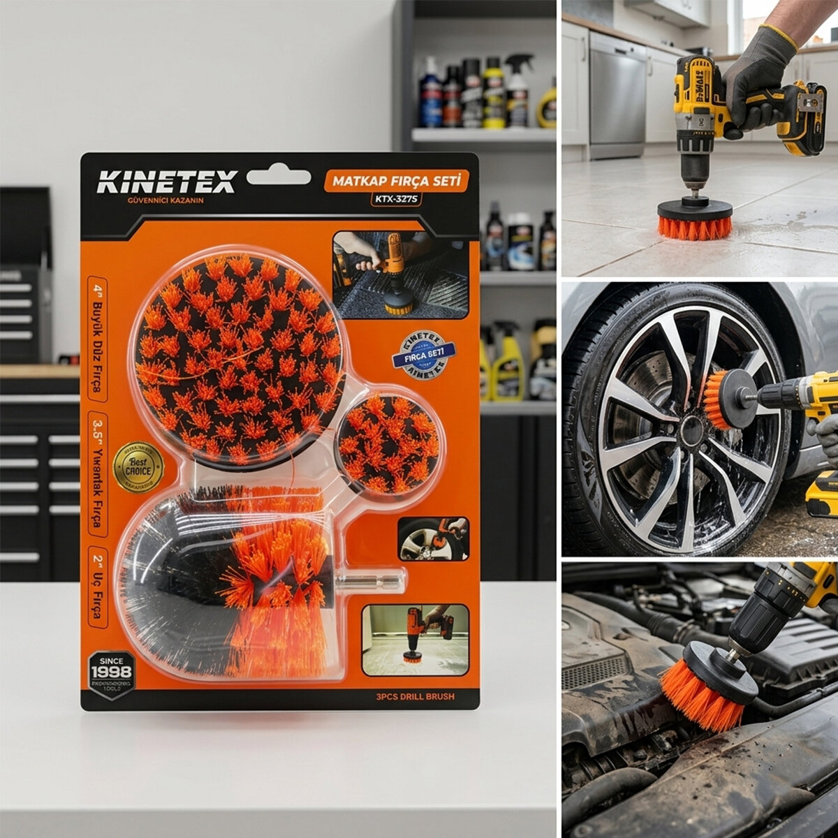 KINETEX KTX-3375 ( 3PCS SET ) MATKAP FIRÇASI (1/4" & 6.3MM) (BÜYÜK DÜZ= 4" İNÇ ) (YUVARLAK= 3.5" İNÇ) (UÇ FIRÇA= 2" İNÇ)*40