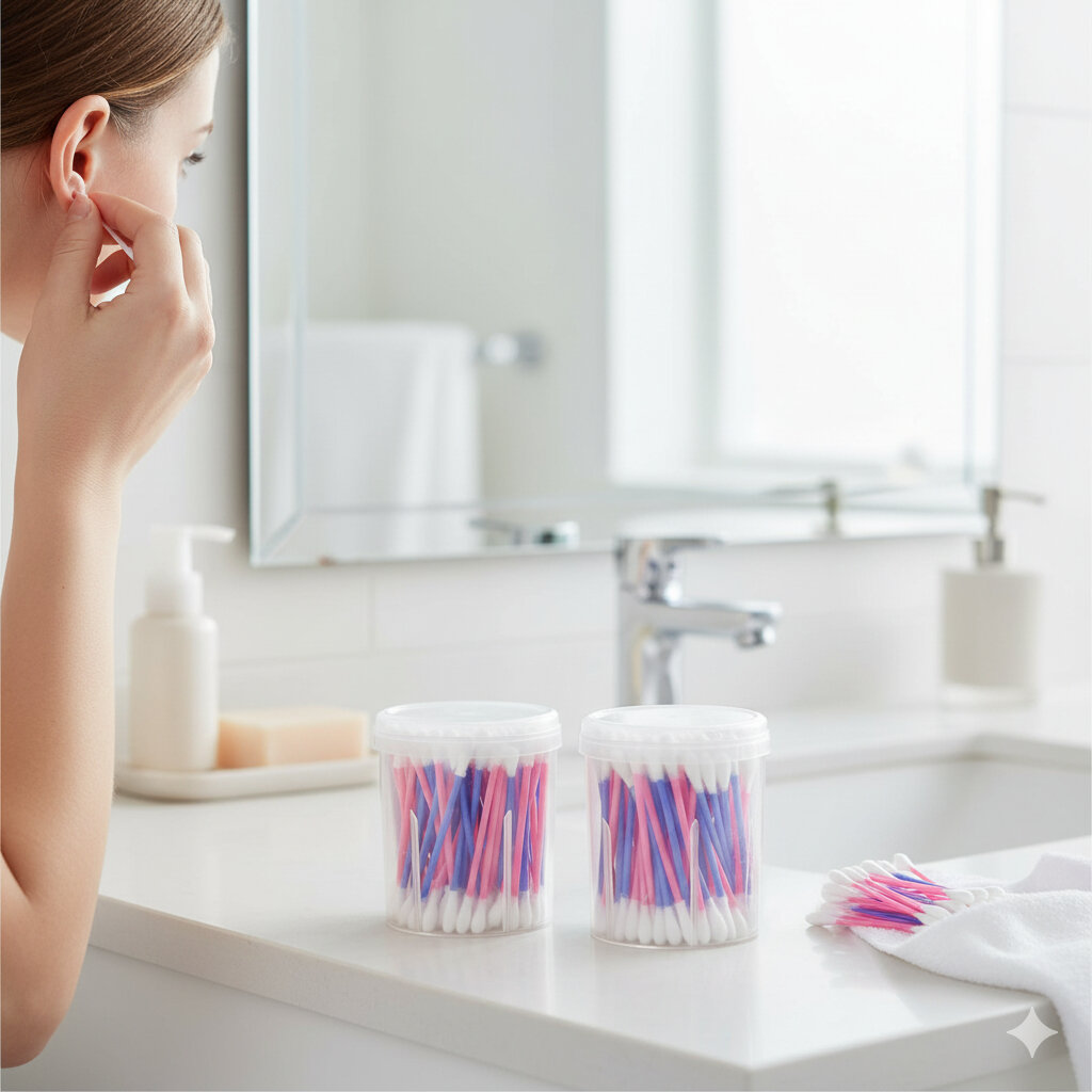 ELİSE FAMİLY ( KÜÇÜK BOY ) ( 100PCS ) KULAK ÇÖPÜ ( PAMUKLU ÇUBUK ) ( YUVARLAK KUTU )*12X24