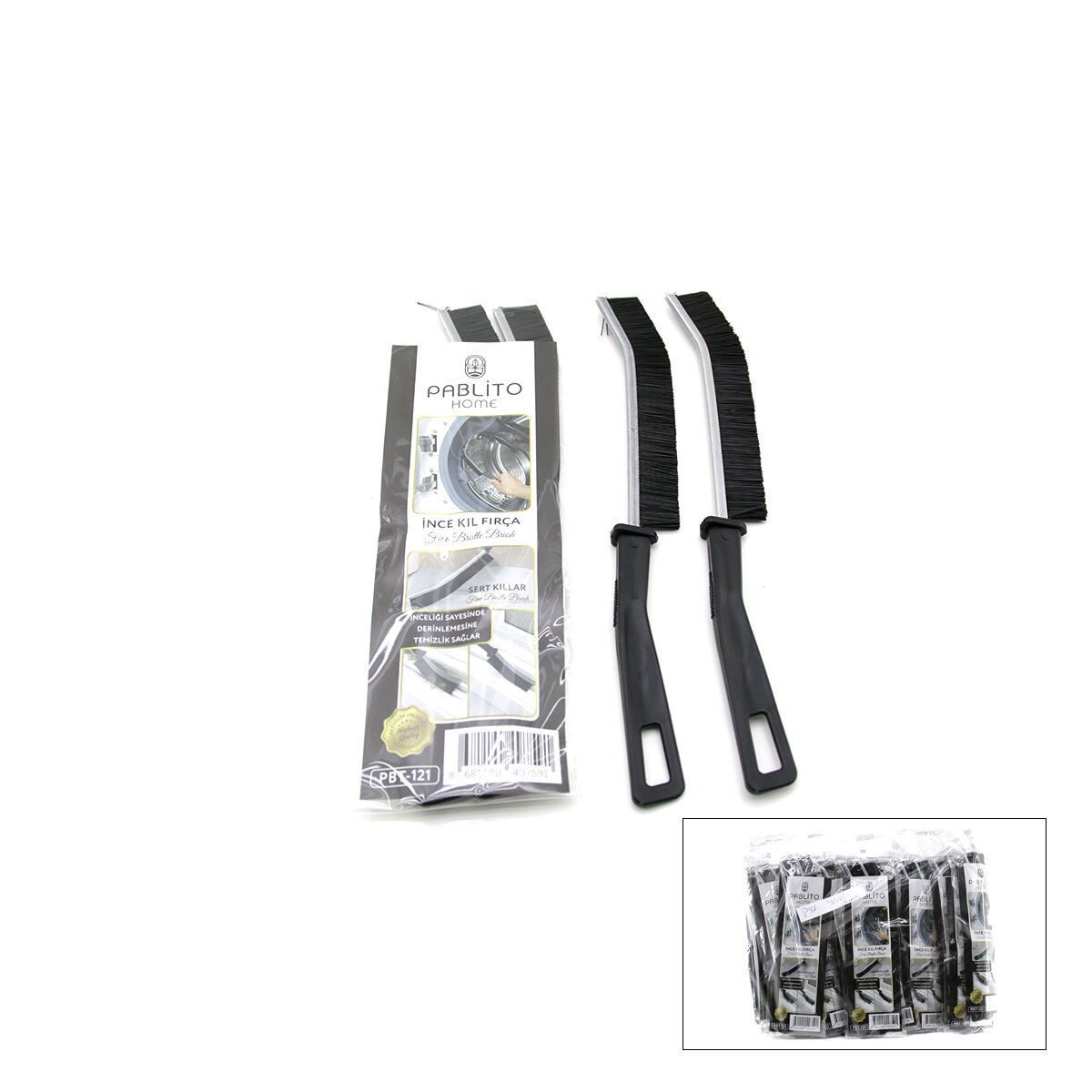 PABLİTO PBT-121 ( 2PCS ) ( ÇOK AMAÇLI ) ( SİYAH ) TEMİZLİK FIRÇASI ( METAL KIL TUTACAK ) ( PLASTİK SAPLI )*50X10