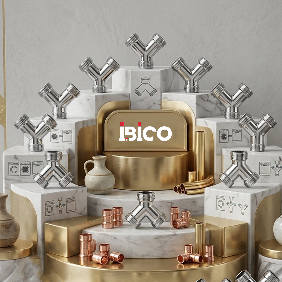 İBİCO K13-085 ÇAMAŞIR MUSLUK ÇATALI ( VAKUMLU AMBALAJ )*16X15