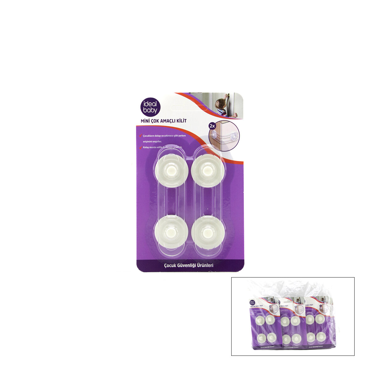 İDEAL BABY IDE-04 ( 2PCS ) MİNİ ÇOK AMAÇLI KİLİT ( ÇOCUK EMNİYET )*24X10