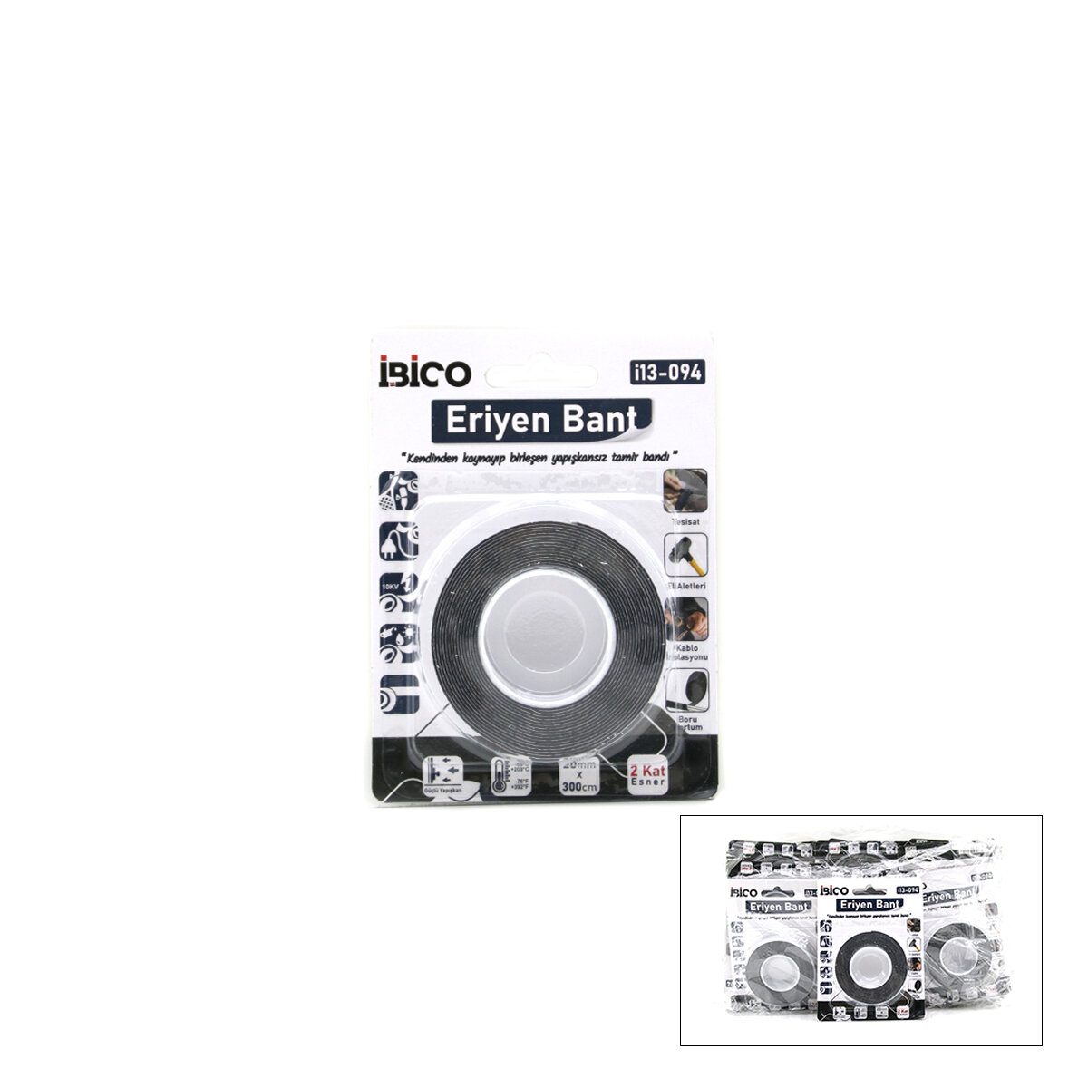 İBİCO İ13-094 ( 20MMX3MT ) ERİYEN BANT ( ESNEK ) ( KENDİNDEN KAYNAYIP YAPIŞKANSIZ & ÇİFT TARAFLI BANT )*24X6