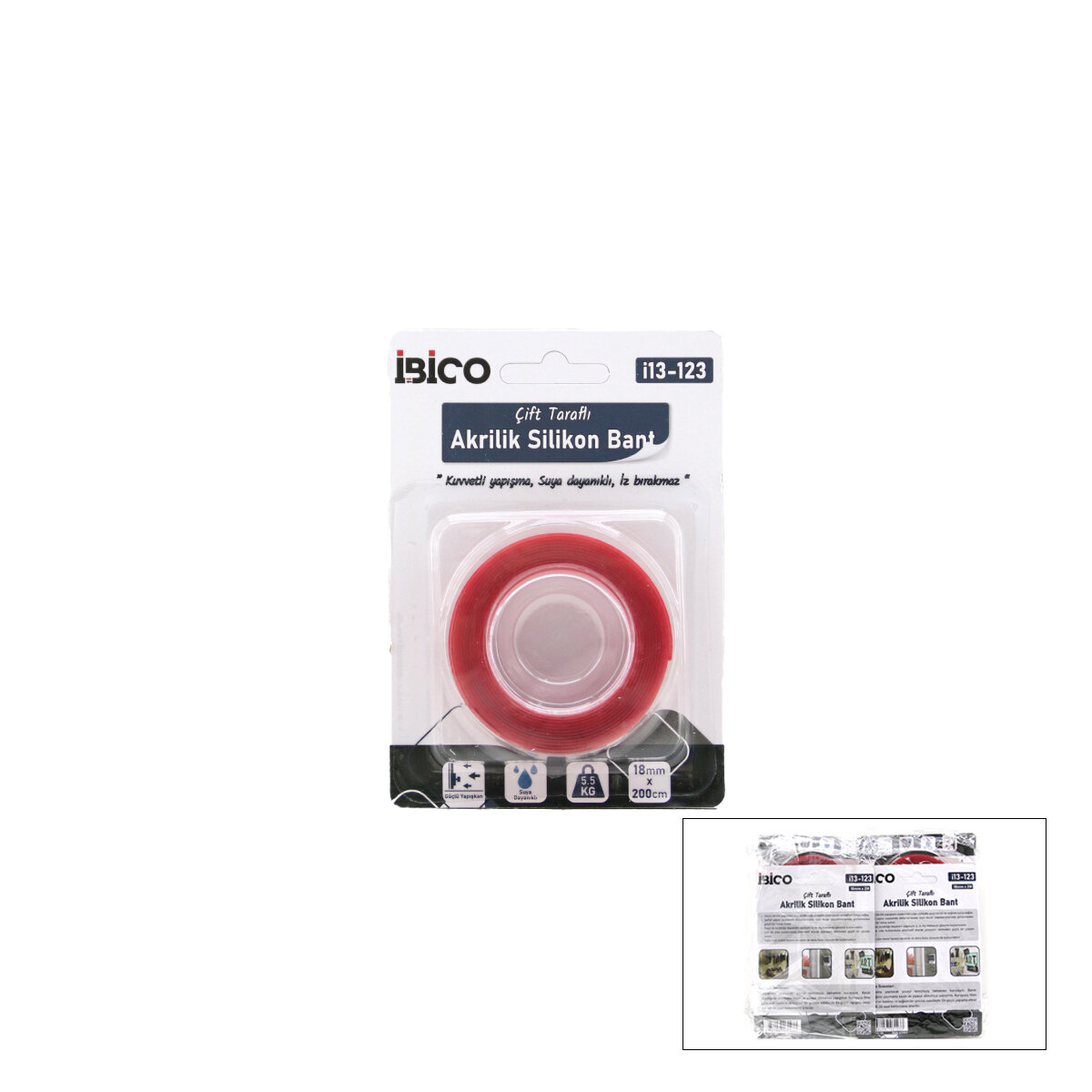İBİCO İ13-123 ( 18MMX2MT ) VHB AKRİLİK SİLİKONİZE BANT ( ÇİFT TARAFLI BANT )*12X24