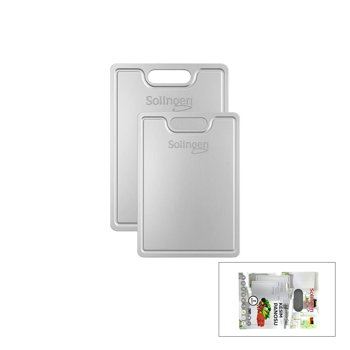 SOLİNGEN ( 2PCS ) LUX METAL KESİM PANOSU ( 230X340MM & 200X300MM & 1MM ) ( PASLANMAZ ÇELİK )*12=K