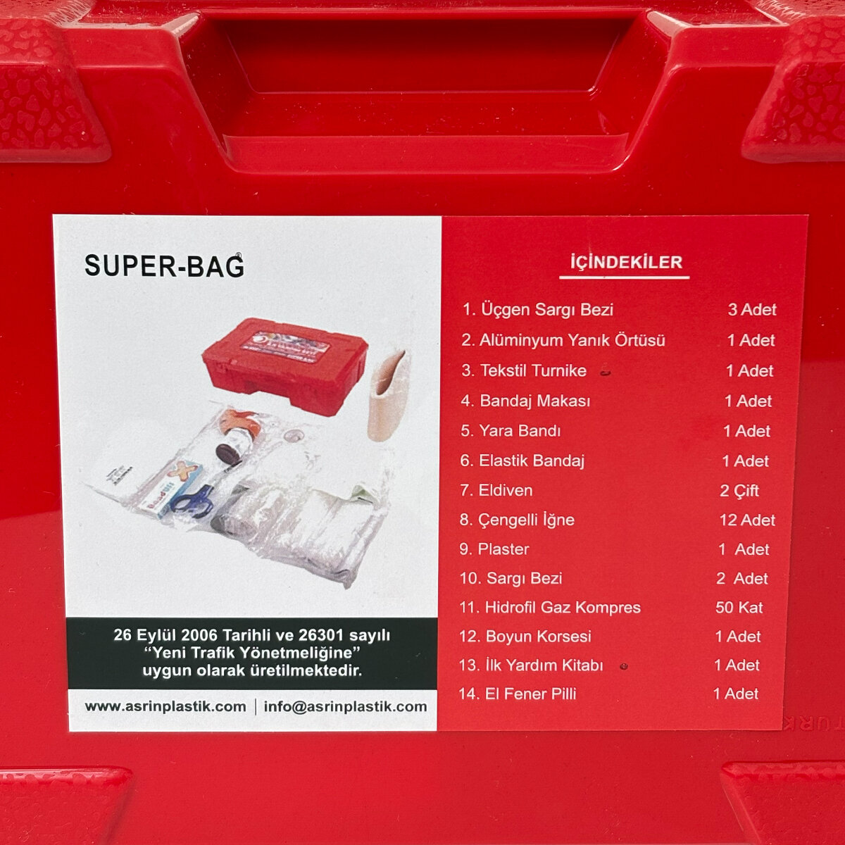 SUPER-BAG ASR-5014 ( KÜÇÜK ) ( PLASTİK ÇANTALI ) İLK YARDIM SETİ ( FIRST AID KIT )*24 SUPER-BAG ASR-5014 ( KÜÇÜK ) ( PLASTİK ÇANTALI ) İLK YARDIM SETİ ( FIRST AID KIT )*24