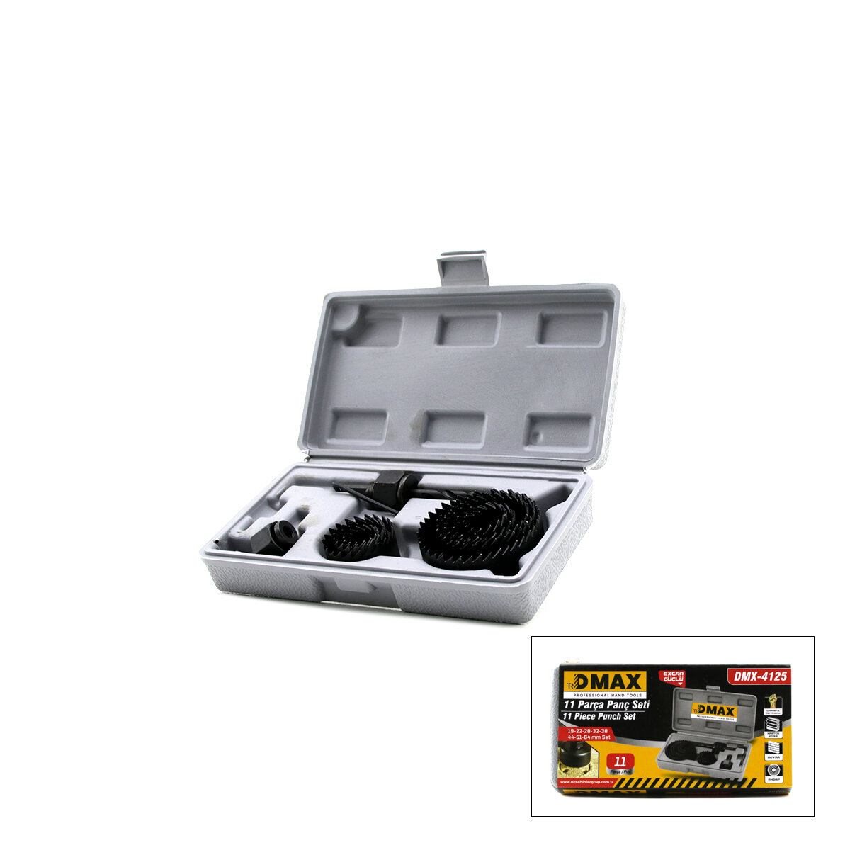 DMAX DMX-4125 ( 11İN1 ) BUAT AÇMA PANÇ SETİ ( METAL & AHŞAP & PVC & ALÇIPAN & PLS. ) ( 19-22-29-32-38-44-51-64MM )*40