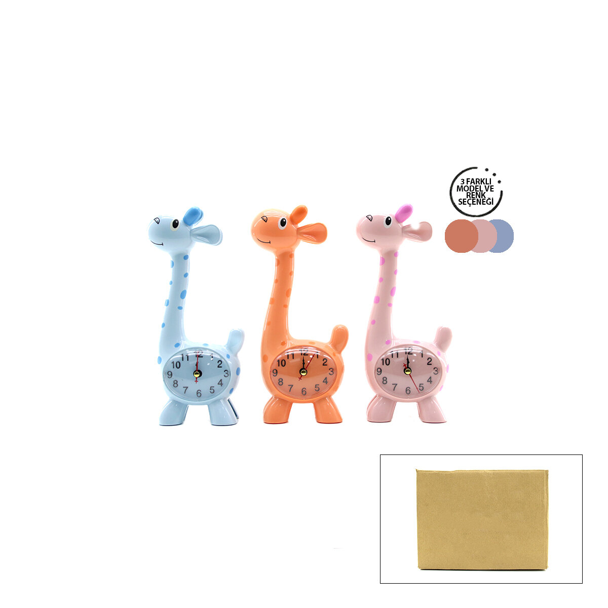 GALAXY-2327 ( ZÜRAFA ) ÇOCUK MASA SAAT ( PLASTİK KASA RENKLİ )*24X2
