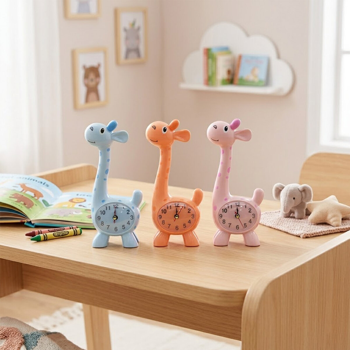 GALAXY-2327 ( ZÜRAFA ) ÇOCUK MASA SAAT ( PLASTİK KASA RENKLİ )*24X2