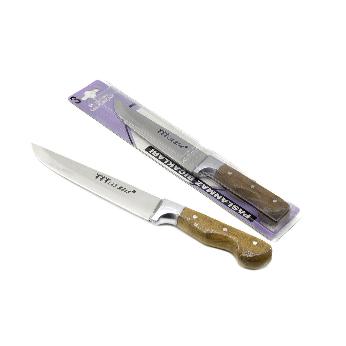 LAZ REİS KASAP-3 ( NO-3 ) ( KASAP ) ET BIÇAK & KURBAN ( BİLEZİKLİ & AHŞAP SAPLI )*200