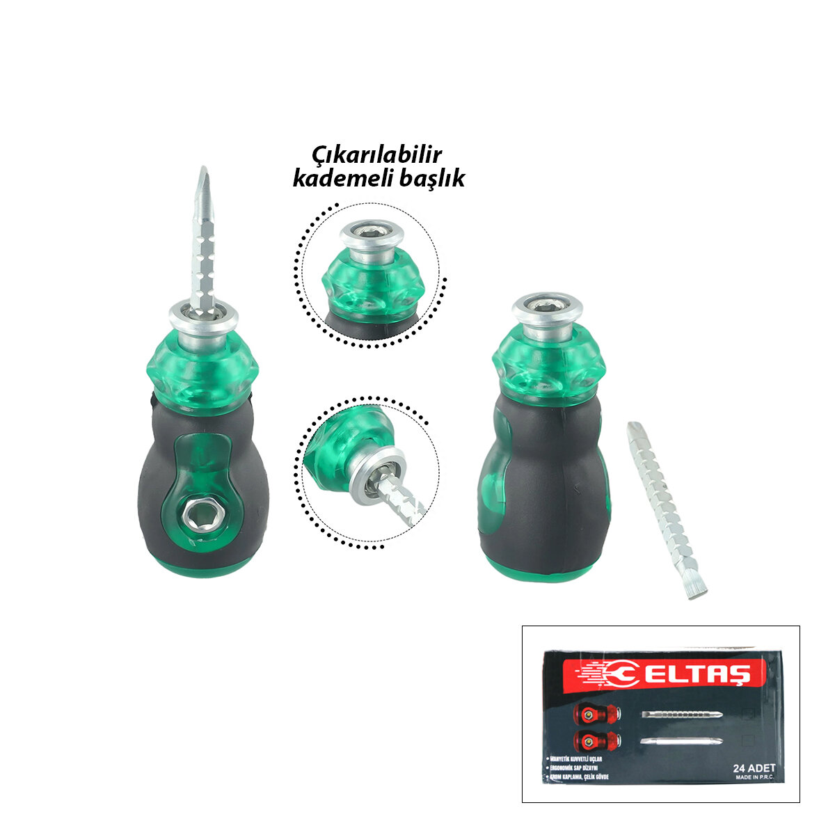 ELTAŞ LRD-154 ( SİLİKON SAP ) ( 2İN1 = ÇİFT TARAFLI UÇ ) ( MİNİ TOPAÇ ) ( TAK-ÇIKAR ) TORNAVİDA ( MIKNATIS UÇ & YILDIZ-DÜZ )*24X20