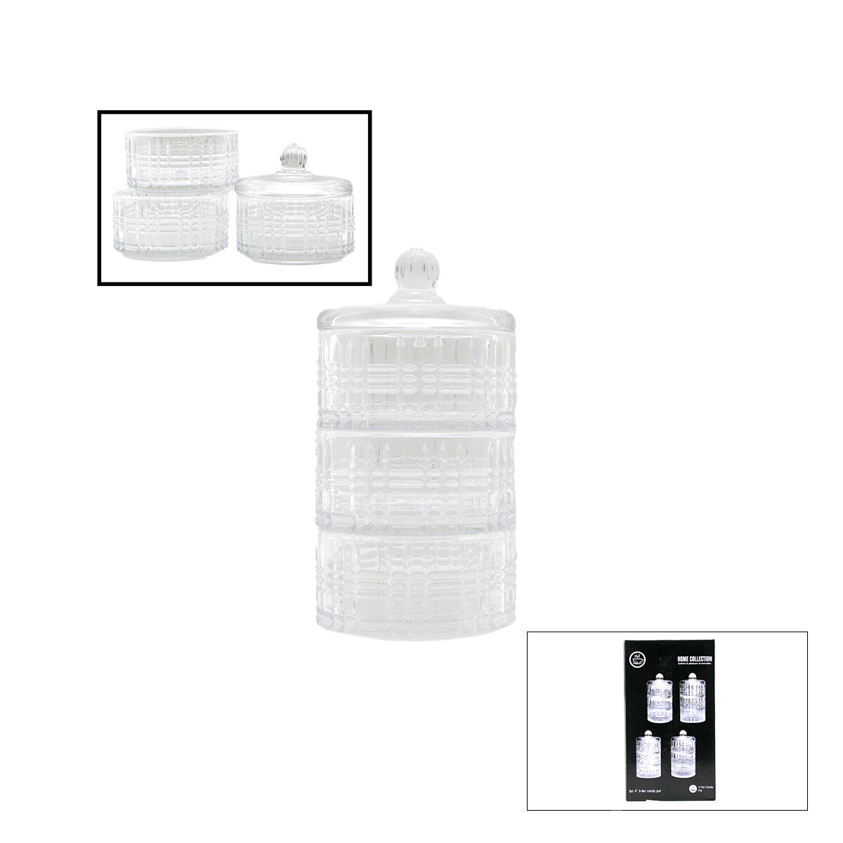 HOME COLLECTION SDG1009C/G CHESTER ( 3KATLI ) CAM KAPAKLI ŞEKERLİK & LOKUMLUK*12=K