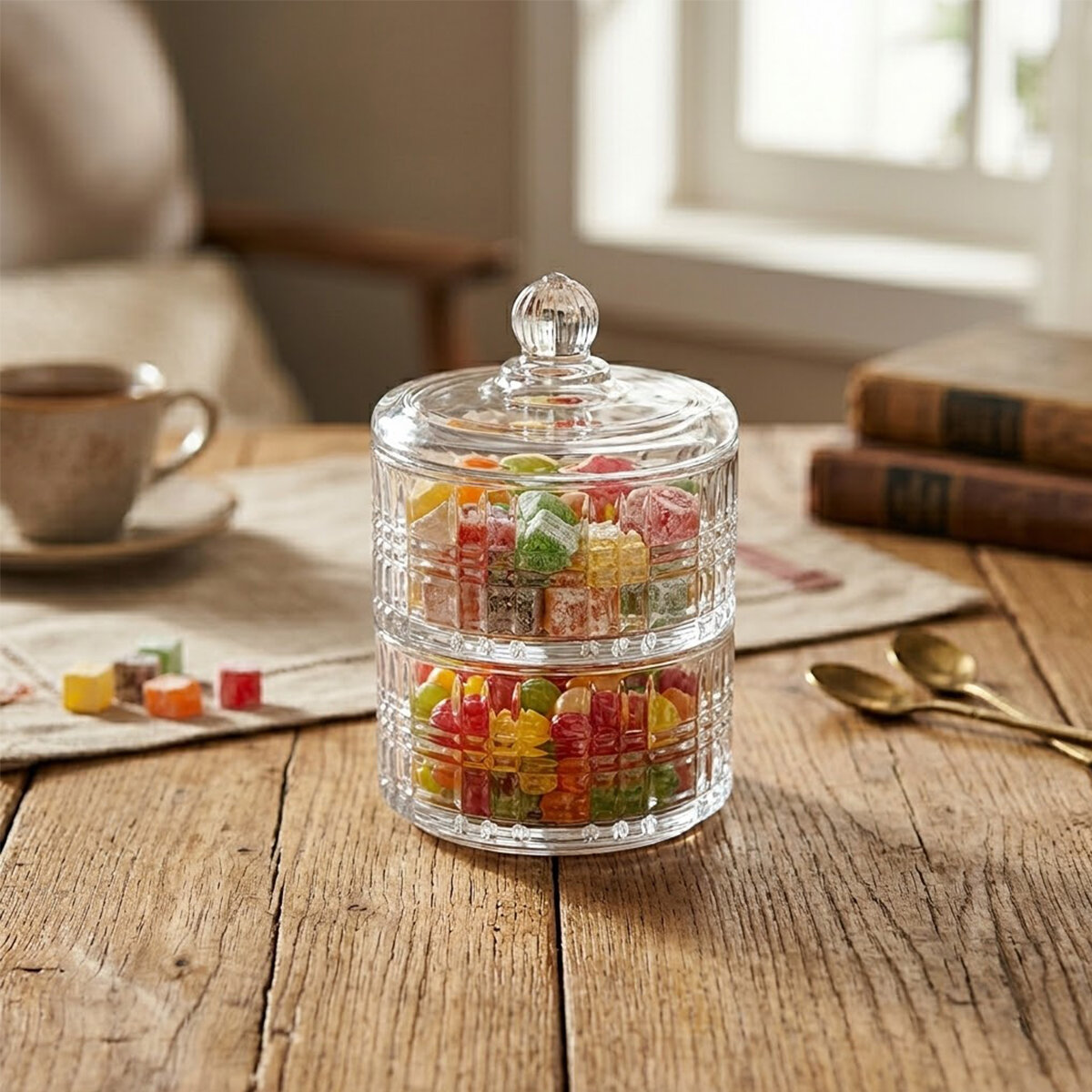 HOME COLLECTION SDG1009B CHESTER ( 2 KATLI ) CAM KAPAKLI ŞEKERLİK & LOKUMLUK*12=K