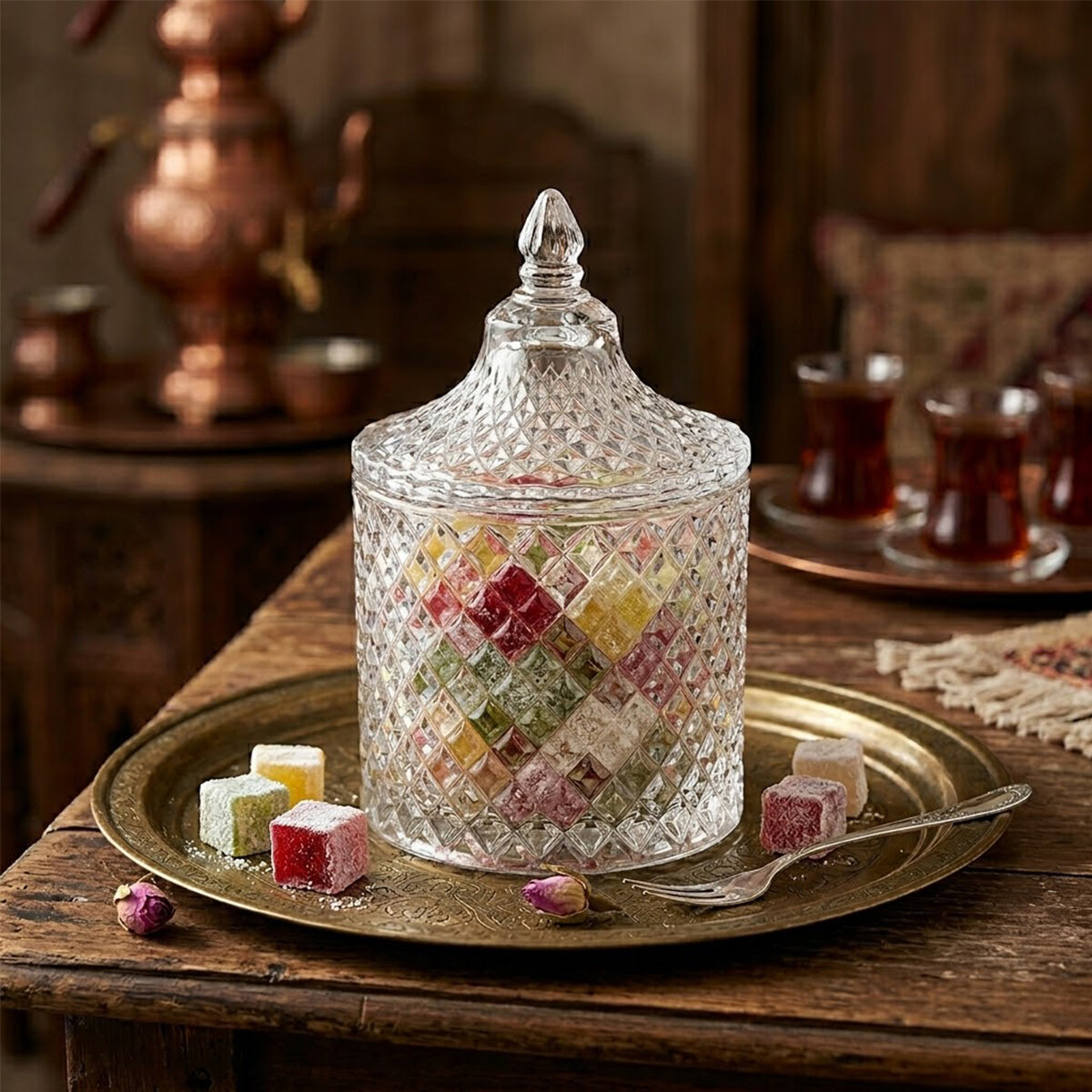 YESİNK GLASS JAR TG-039 CAM LOKUMLUK & ŞEKERLİK*96