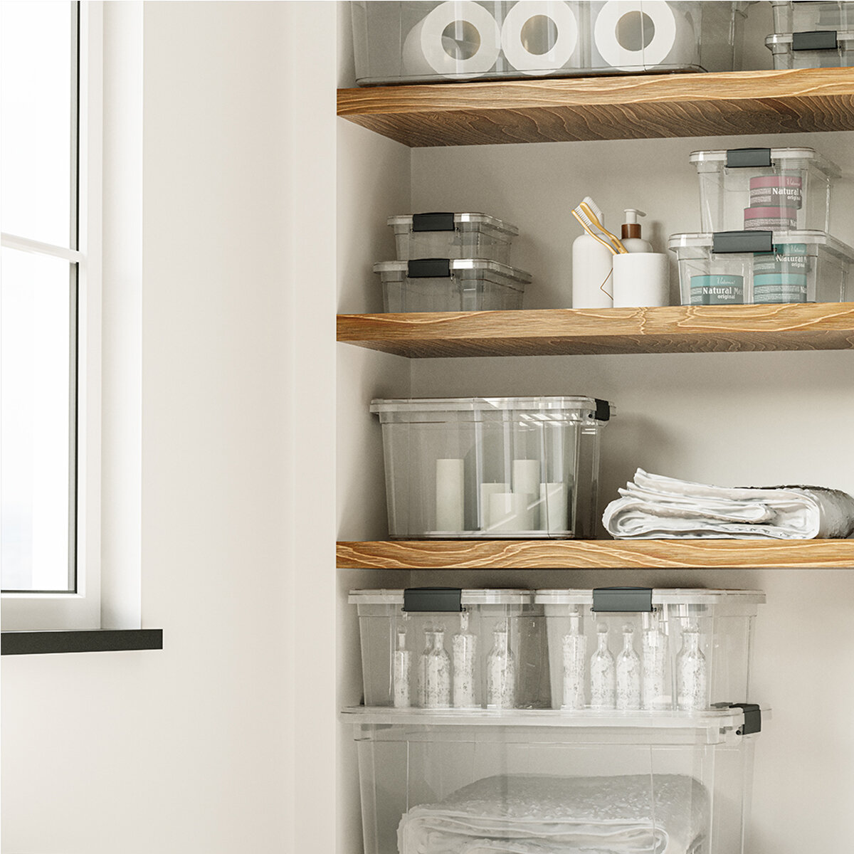 DÜNYA DP-33116-102 ( 34LT ) ( ŞEFFAF ) ÇOK AMAÇLI SAKLAMA KUTUSU & ORGANİZER ( KİLİTLİ KAPAK ) ( 361X526X236MM )*8=K