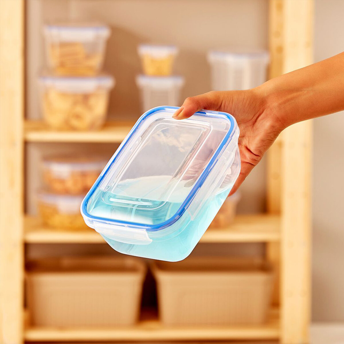 DÜNYA DP-30115-102 ( 4000ML & DİKDÖRTGEN ) ( ŞEFFAF & BEYAZ ) SAKLAMA KABI ( CONTALI & SIZDIRMAZ )*12=K