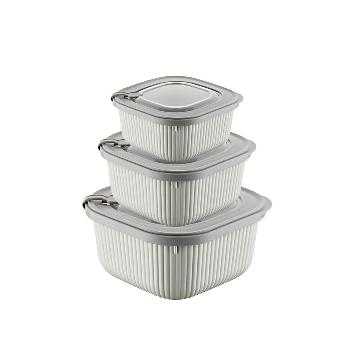 DÜNYA-30906-999 MİKRO LİNE ( 3PCS = 600-1100-1800ML ) ( KARE ) PLASTİK SAKLAMA KABI SET ( MİKRODALGA KULLANILABİLİR )*12=K