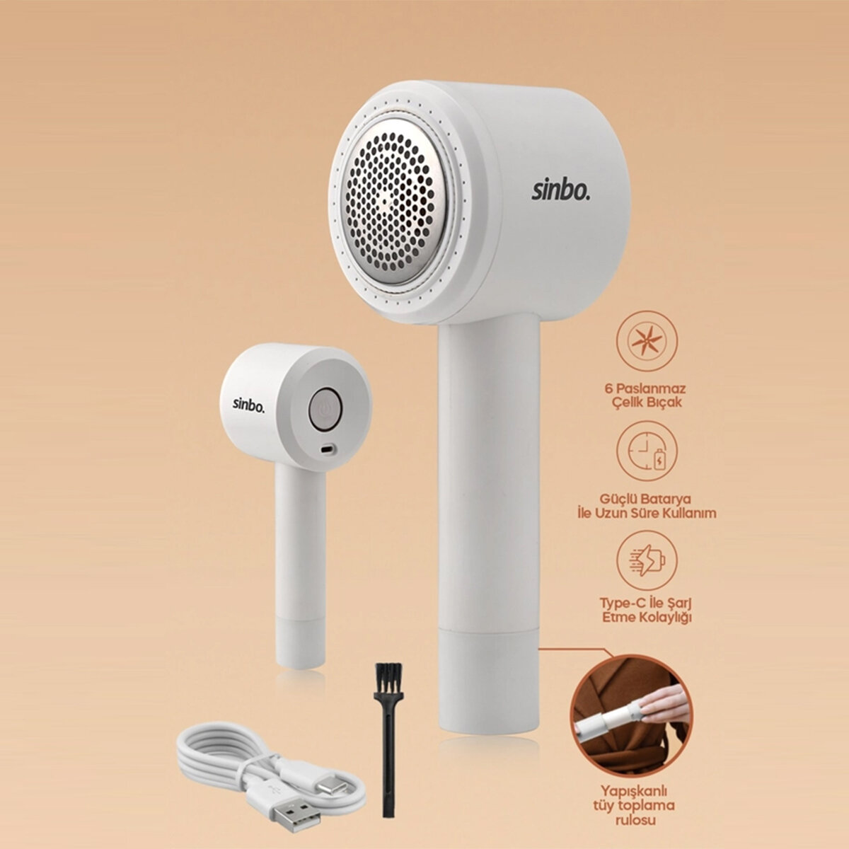 SİNBO SS-4076 ( ŞARJLI ) ( 2İN1 = GİYSİ TİFTİK & TÜY TOPLAMA RULO BANT ) TEMİZLEME MAKİNESİ ( 6PASLANMAZ BIÇAK )*50