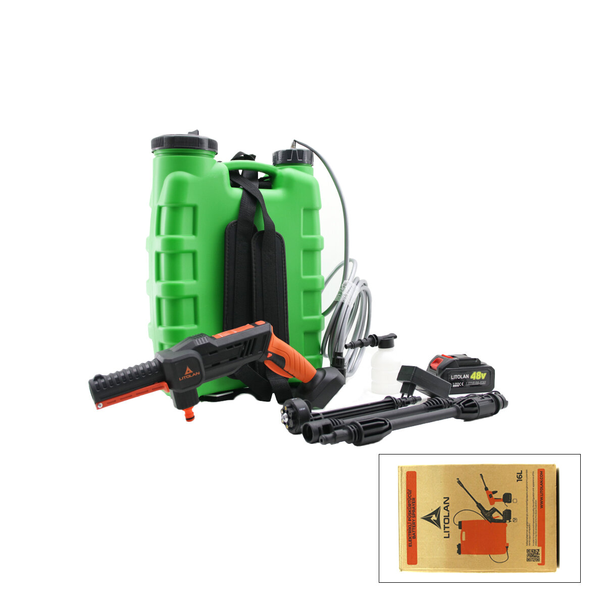 LITOLAN EWASHER ( 16LT ) ELEKTİRİKLİ OTO & ARAÇ YIKAMA TABANCASI & İLAÇ PÜSKÜRTÜCÜ 4.8V*1